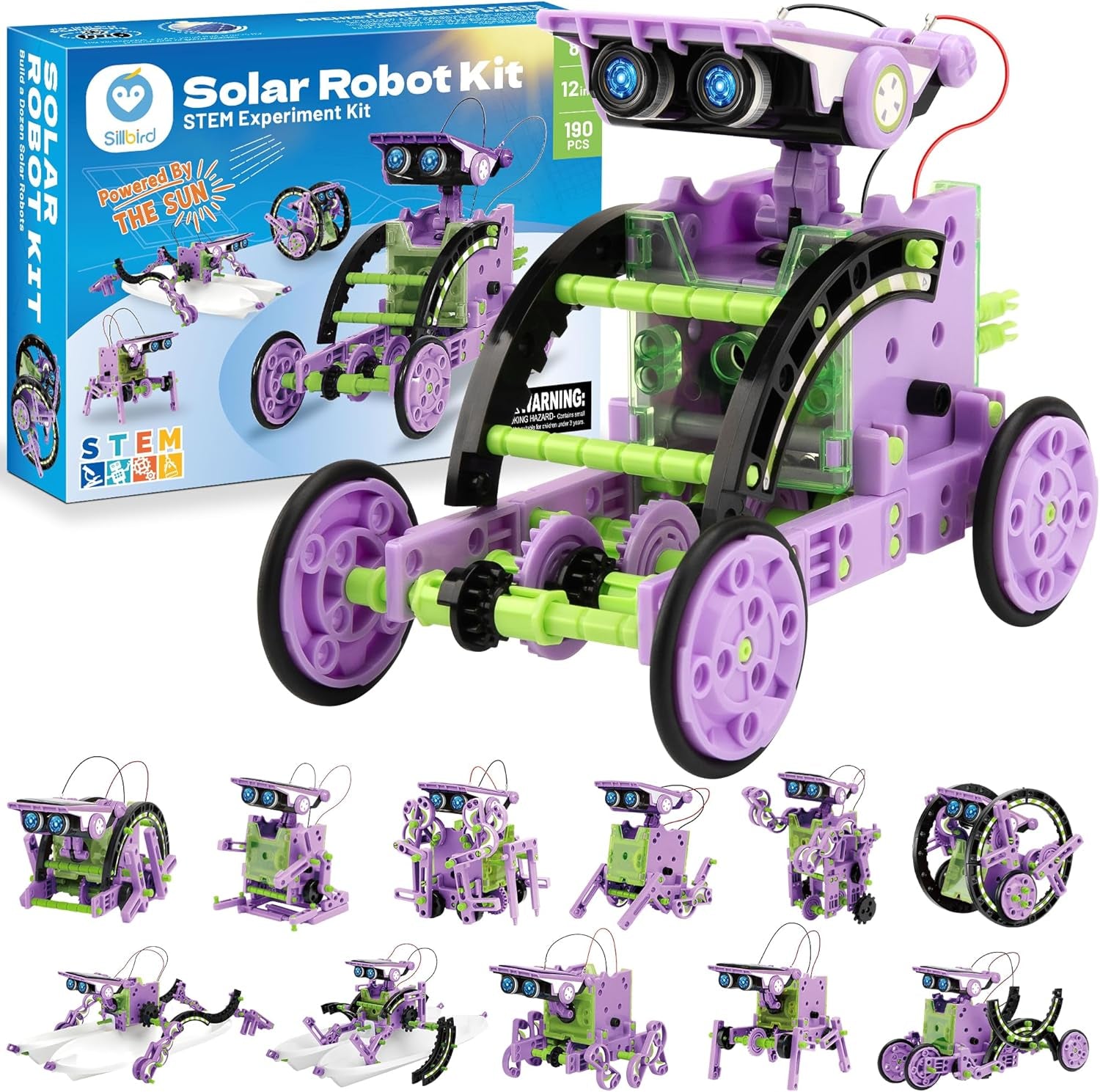 Solar Powered 12-in-1 Robot Building Kit for Kids