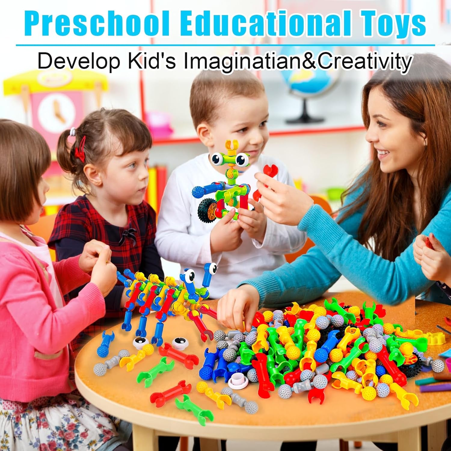 Kids STEM Building Blocks Set (125 Pieces)