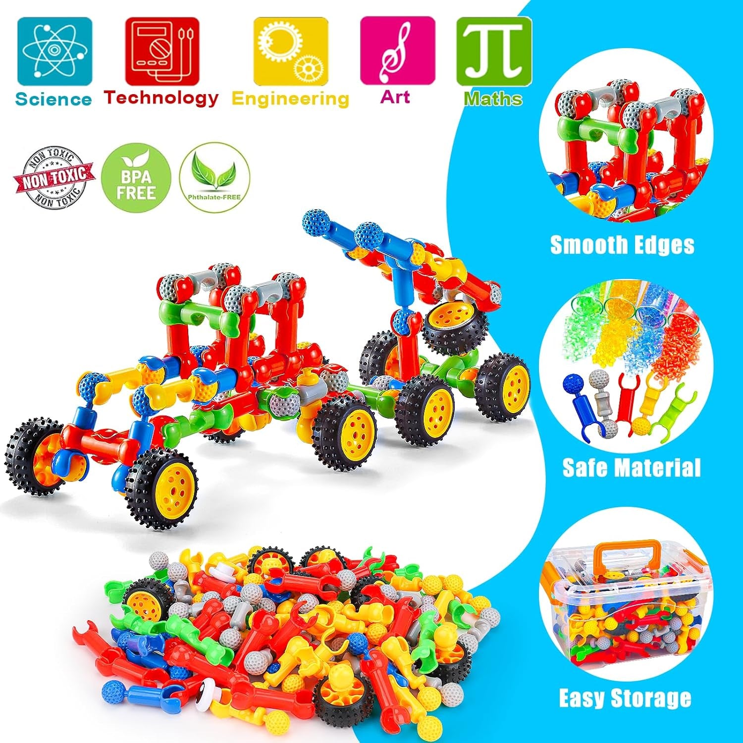 Kids STEM Building Blocks Set (125 Pieces)