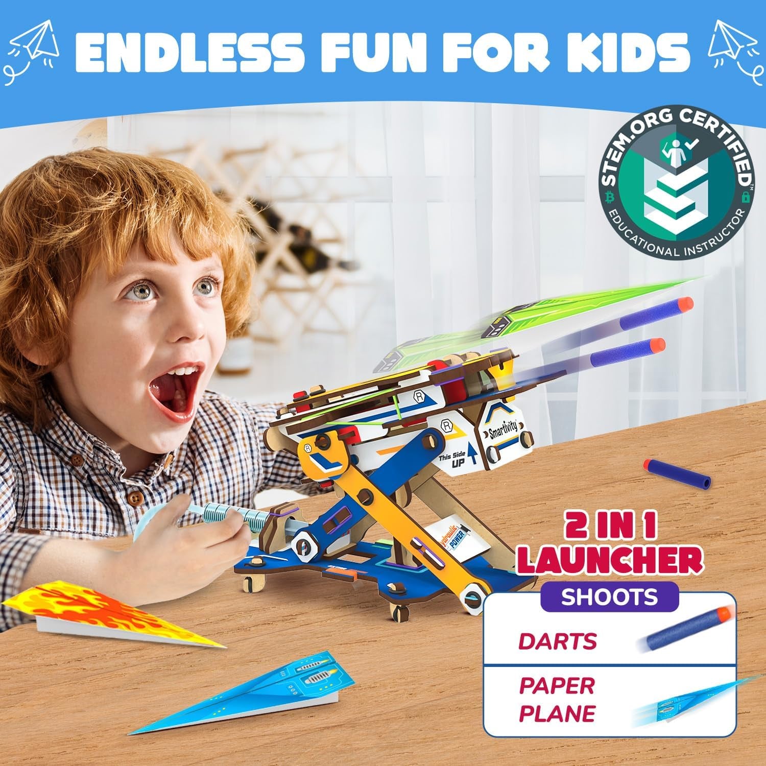 Hydraulic DIY Paper Airplane & Dart Launcher STEM Kit